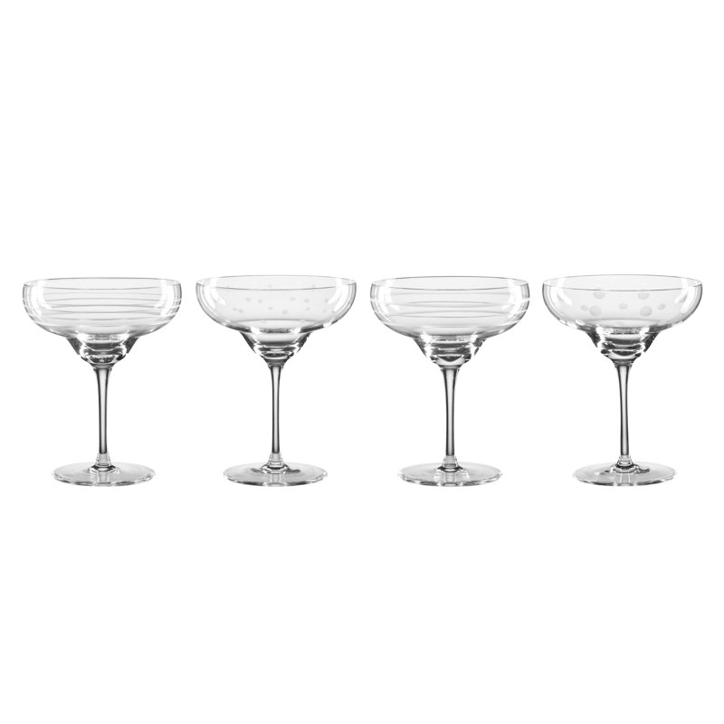 Oneida Clear Etched Glass Margarita Cocktail Set, 4 Pieces