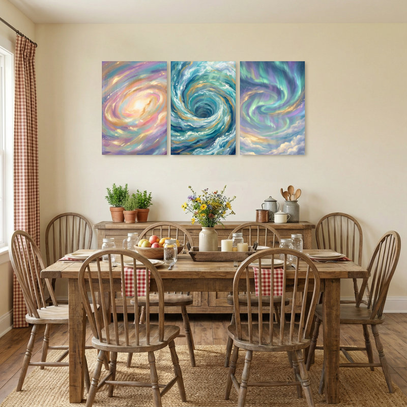 «Abstract Cosmic Swirls», ensemble de 3 impressions sur toile, 36” H x 72” W