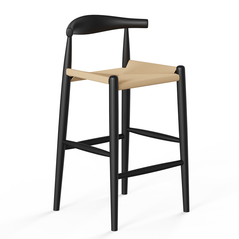 Tabouret de bar et de comptoir Ardo, Cordon de papier naturel / bois de frêne américa