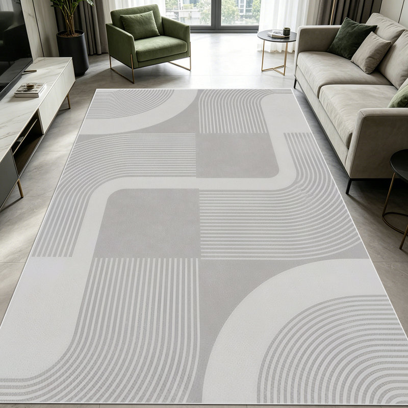 1PC Neutral Geometric Line Art Minimalist Pattern area rugs for Living Room, Soft and Comfortable, Suitable for all seasons, easy-to-maintain, machine washable Indoor floor mat, Under Table Farmhouse suitable for dining table area, bedroom bedside,