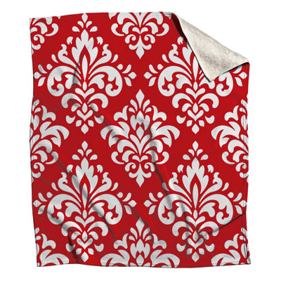 Red White Damask Blankets