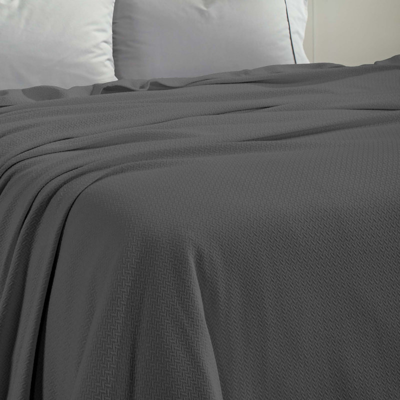 Superior Charcoal Cotton Chevron Twin Blanket