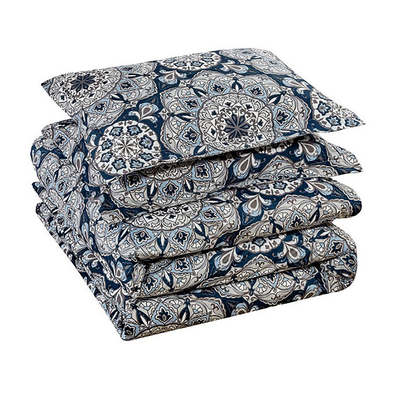 Bibb Home 4 pc Down Alternative Comforter Set, King Comforter + 2 King Shams