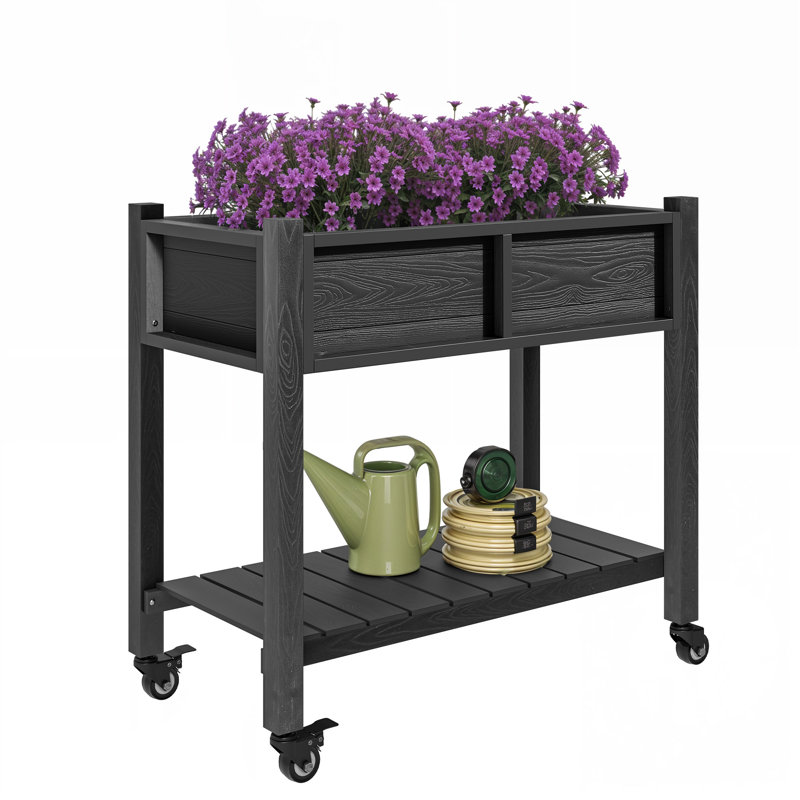 Outdoor Planter Box With Double-Layer, Black