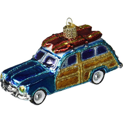 Ornement en verre soufflé Old World Christmas pour arbre de Noël, wagon de surf