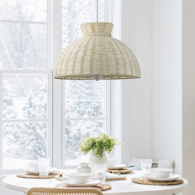 4-lamp off white hemp rope iron adjustable pendant light