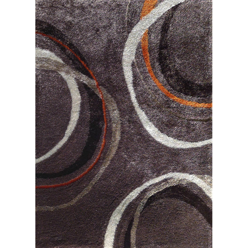 Tapis intérieur / extérieur gris capitonné abstrait Karlijn, Rectangle 5 pi x 7 pi