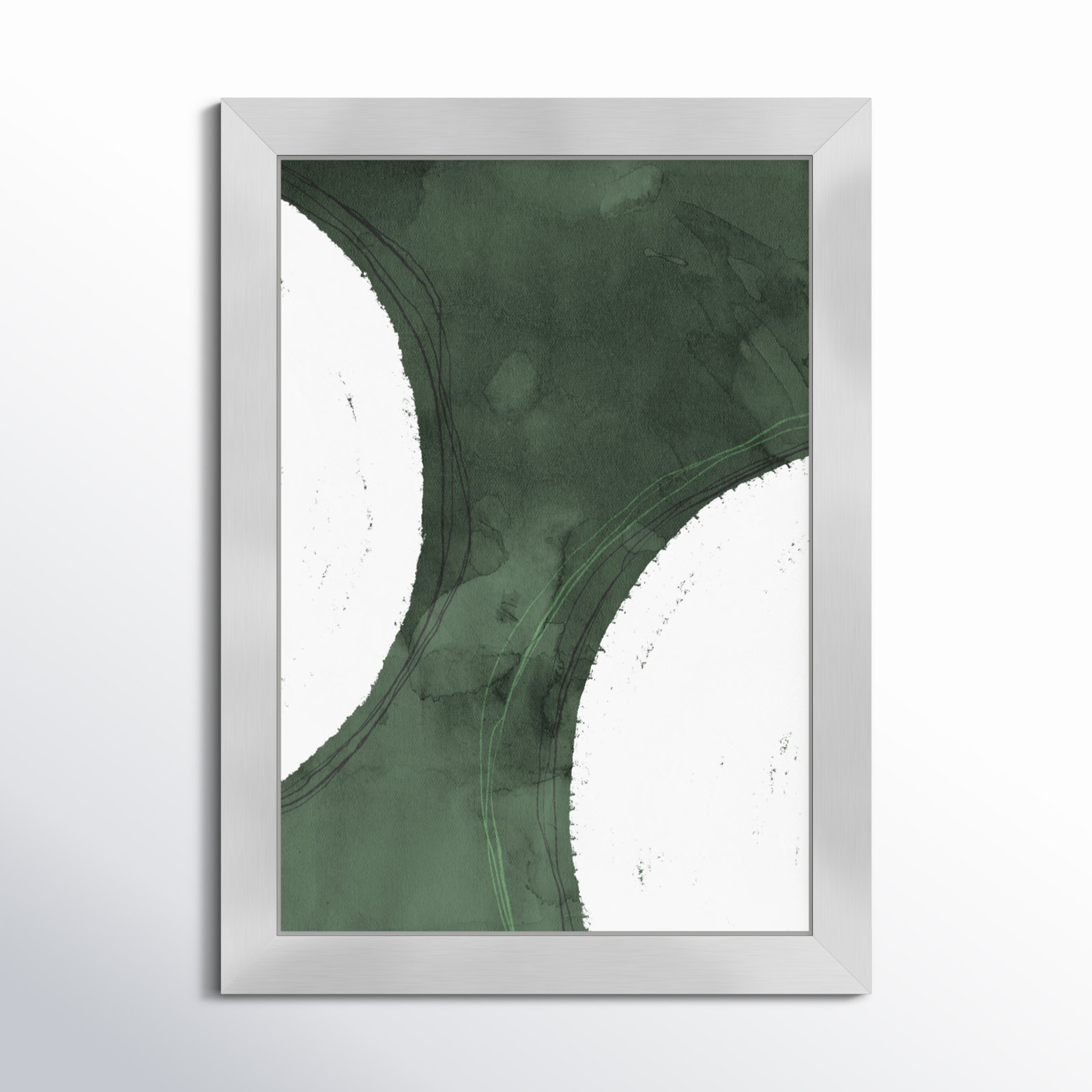 Green Moon Painting by Oliver Gal, 17" H x 12" W x 0.5" D, Silver