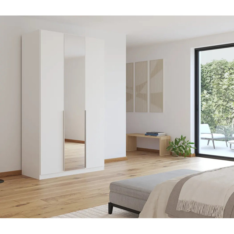 Alabama 2 Door Wardrobe, 229cm H x 136cm W x 54cm D, Alpine White, Premium