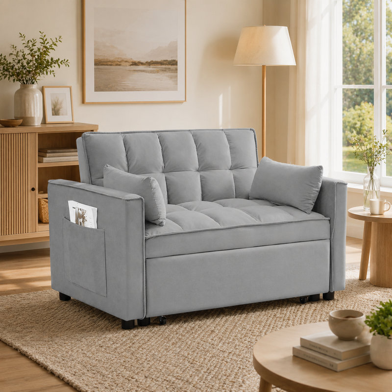 55.1-Inch Convertible Sofa Bed, Gray