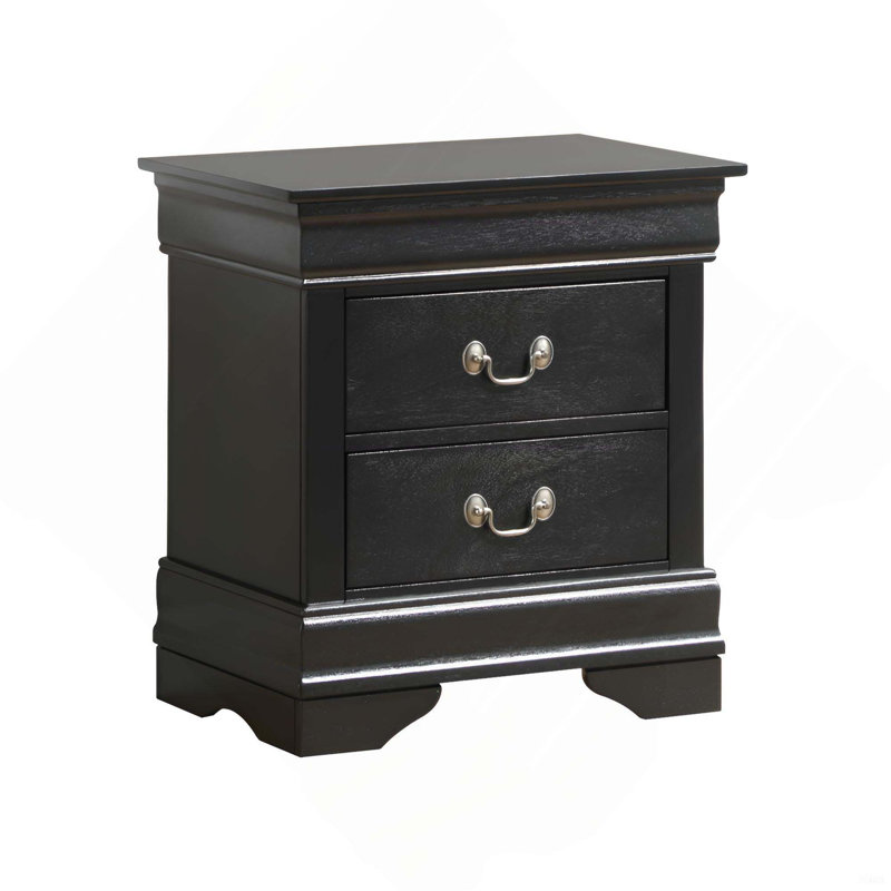 Table de chevet élégante à 2 tiroirs Woode pour votre chambre à coucher, Noir