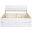 Lit double avec lit gigogne simple et 2 tiroirs de rangement fonctionnels en chêne blanc brillant. Construire. Style contemporain. Espace de rangement. Assemblage sans effort-1949636135