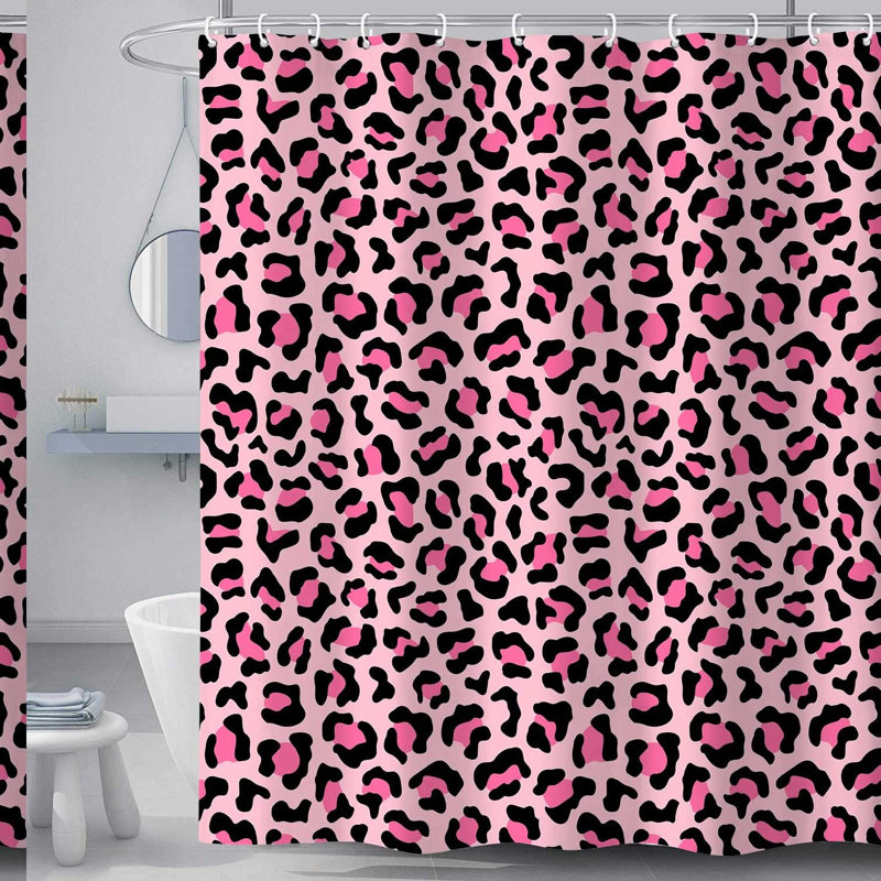 Chic Cheetah Leopard Shower Curtain Set - Modern Home Bath Decor with Hooks