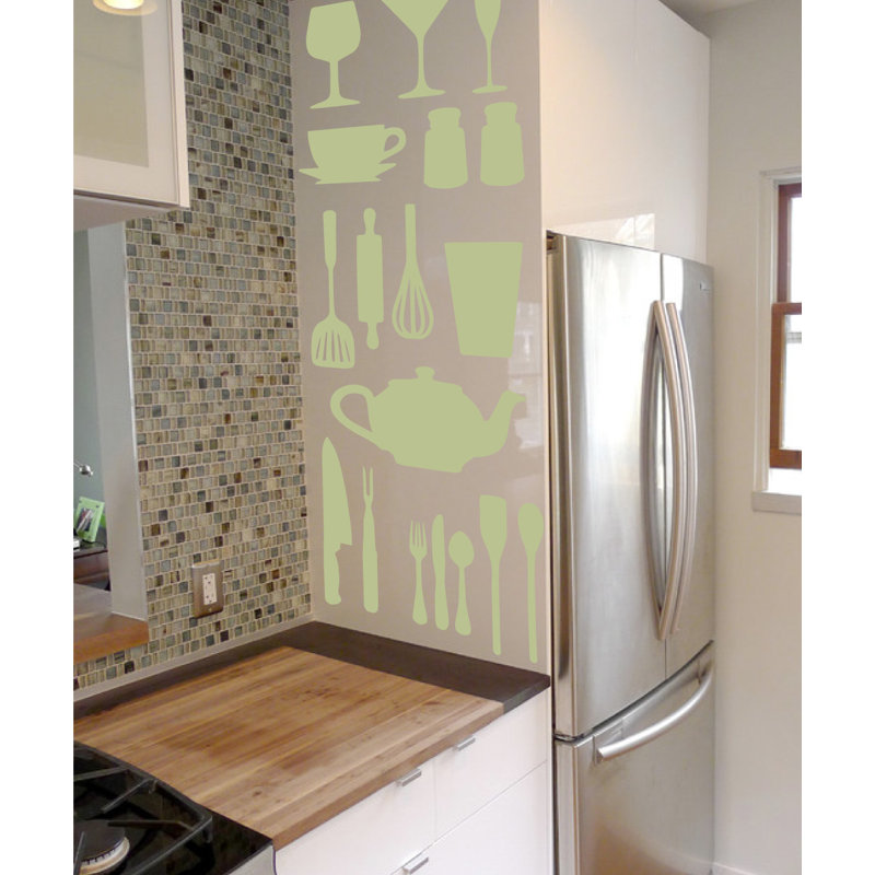 Décalcomanie murale de cuisine, H 51 po x l 40 po x P 0,01 po, Céladon