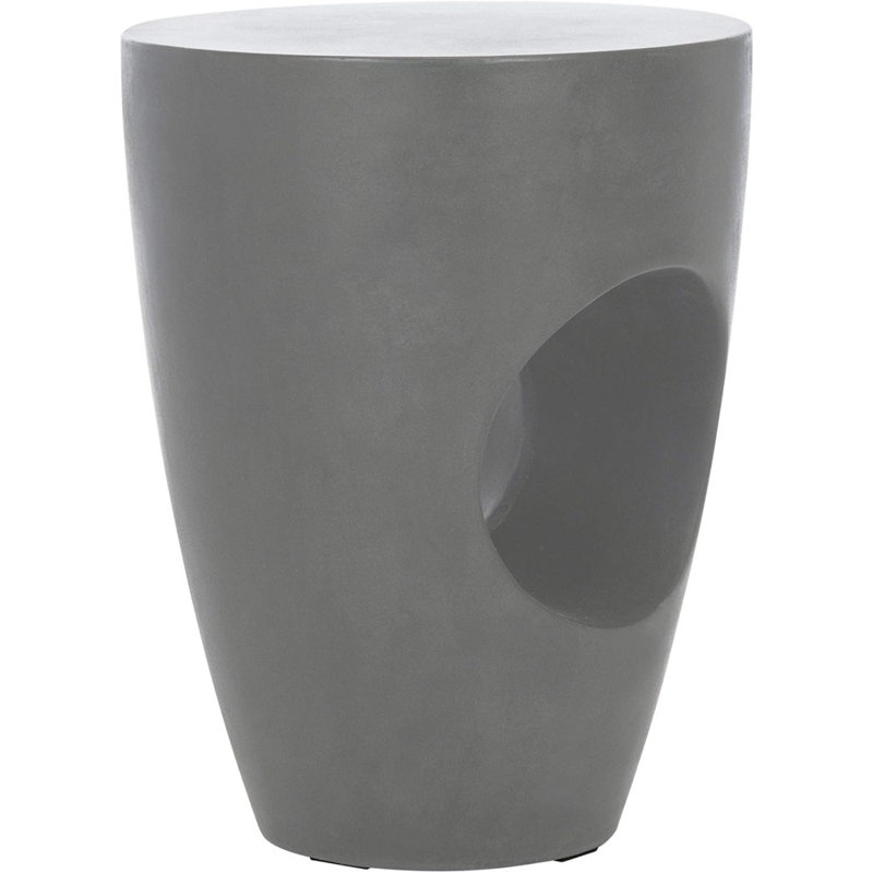 Table d'appoint ronde d'extérieur moderne en béton 17,7 po gris foncé pour l'intérieur et l'extérieur