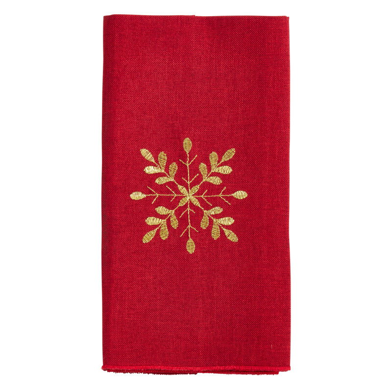 Sermons Polyester Embroidered Square Napkin, Red
