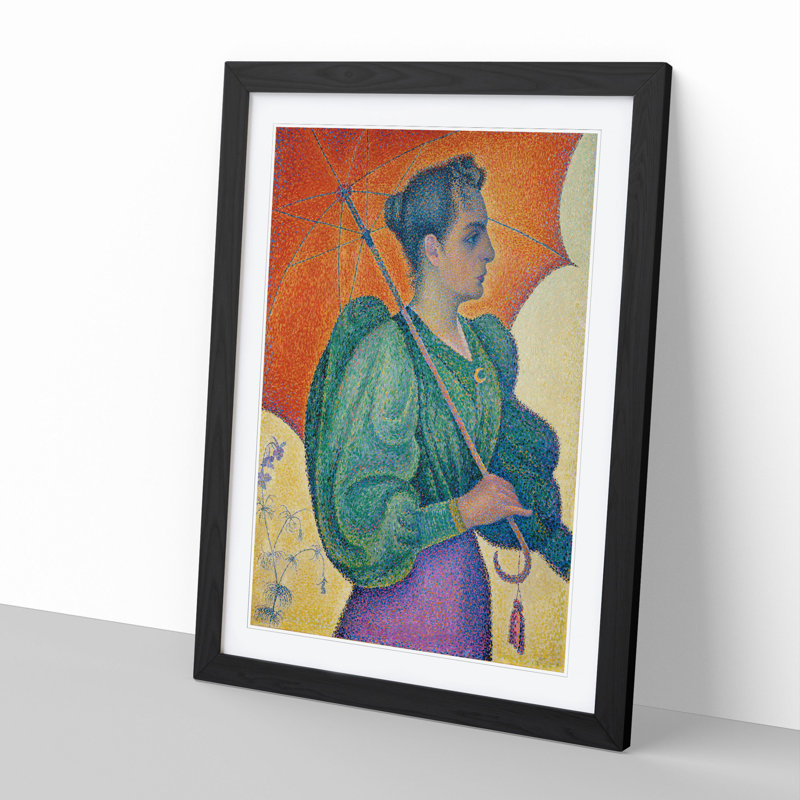 Woman with an Umbrella by Paul Signac - Picture Frame Painting, 48cm H x 36cm W x 2cm D, Black Framed
