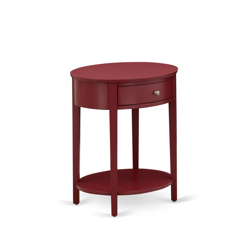 Table de bout moderne avec 1 tiroir en bois, stable et robuste - finition bourgogne, Bourgogne