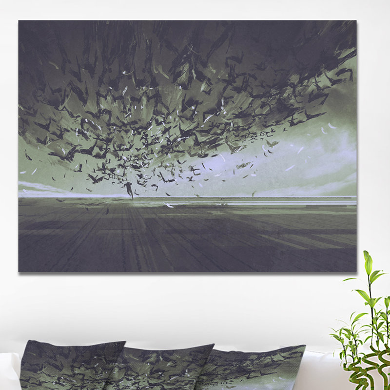 «Attack of Crows», impression sur toile tendue, H 30 po x l 40 po x P 1,5 po