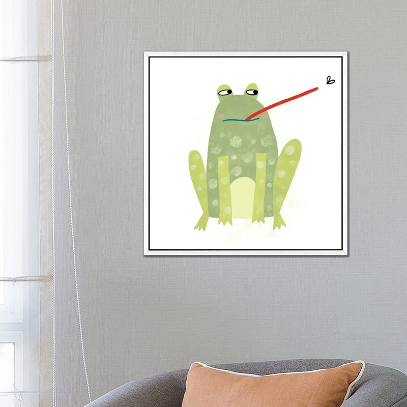 Frog 1 Piece Wall Art on Canvas, 66.04 cm H x 66.04 cm W, White Framed