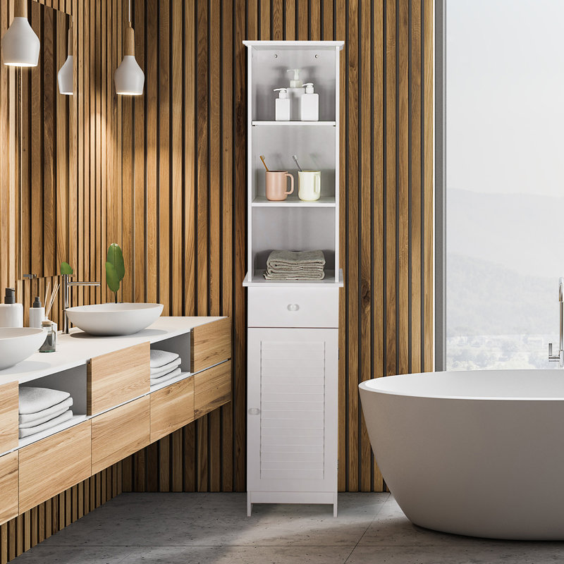Armoire de salle de bain autoportante l 13,5 po x H 64,5 po x P 12 po Elnur