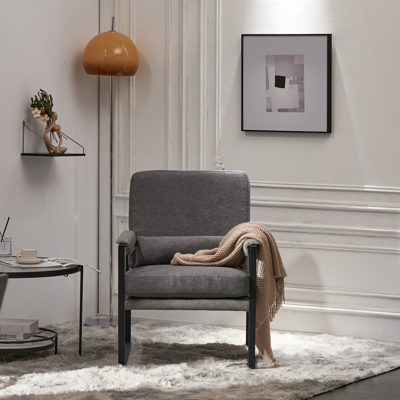Fauteuil l 24,8 po Riner, Mélange de lin gris clair
