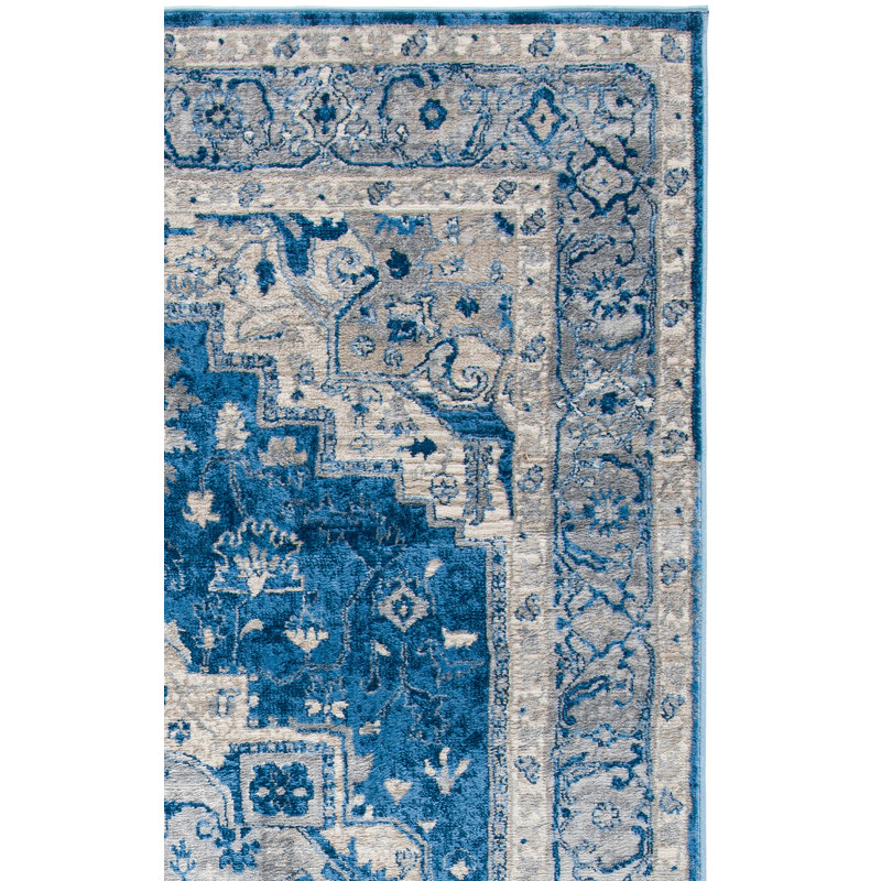 Tapis bleu / gris Aurich 851, Rectangle 5 pi 3 po x 7 pi 6 po