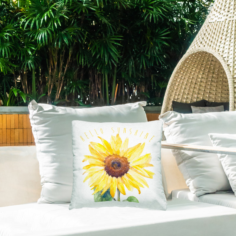 Coussin décoratif d'extérieur Hello Sunshine Bloom par Lanie Loreth