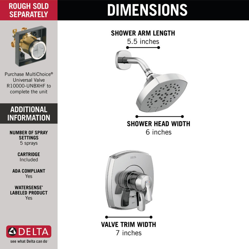 Stryke Shower Faucet Trim with H2Okinetic, Chrome