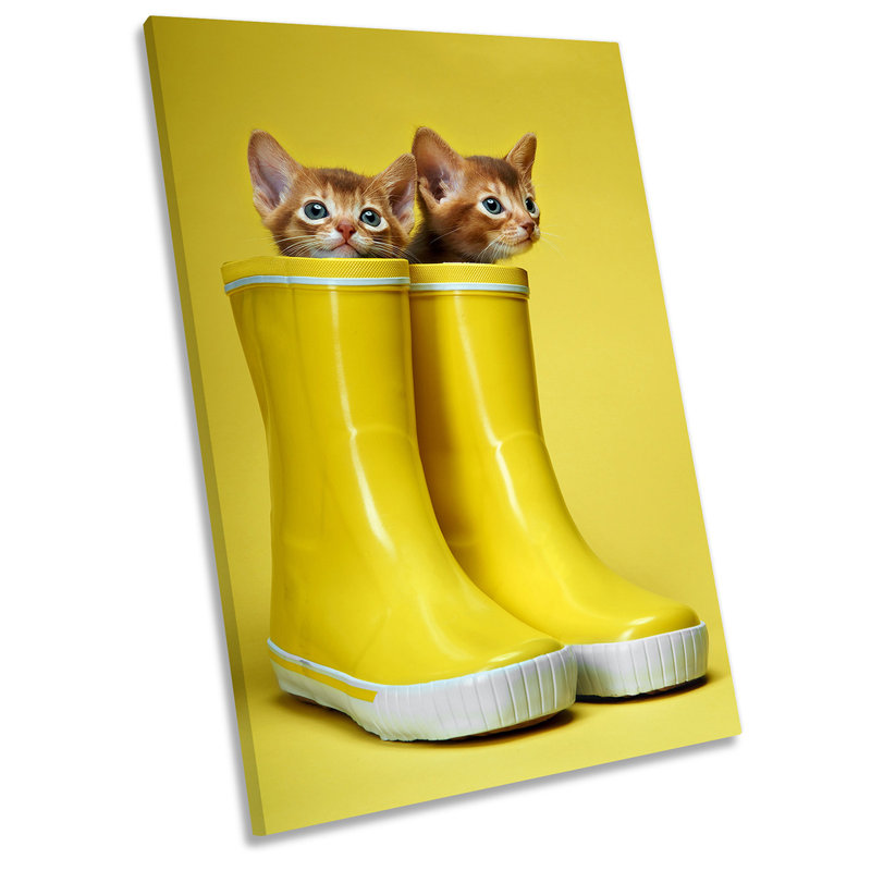 Z1535 Cute Kittens Wellies - Wrapped Canvas Print, 45.7cm H x 30.5cm W x 2cm D