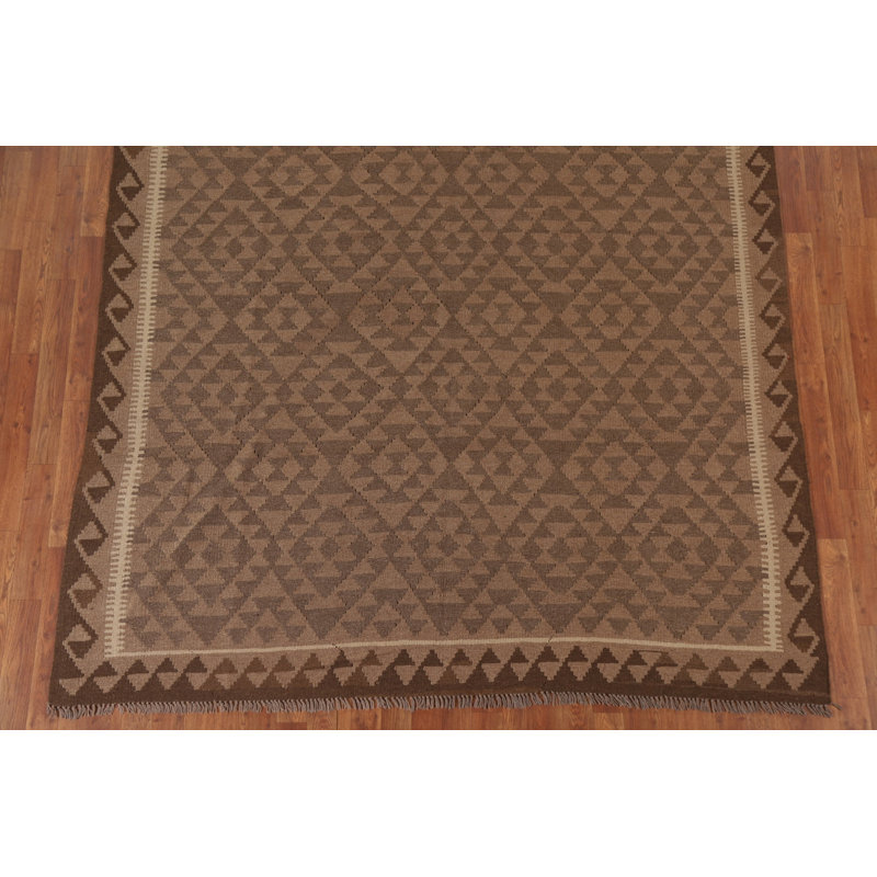 Tapis brun en laine réversible Kilim 7 x 10