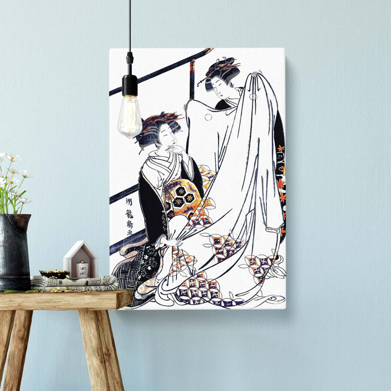 Admiring A Kimono - Wrapped Canvas Painting, 50cm H x 35cm W x 3cm D