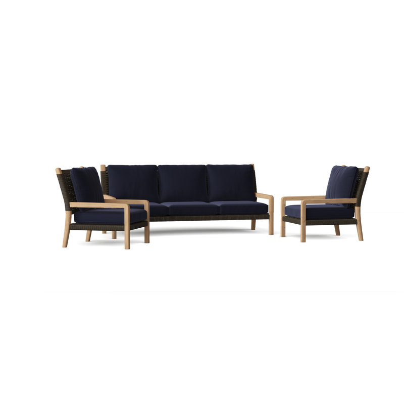 Hudson Outdoor 3 - Piece Conversation Set, Hudson Charcoal Lace, Canvas Navy Sunbrella® Canvas
