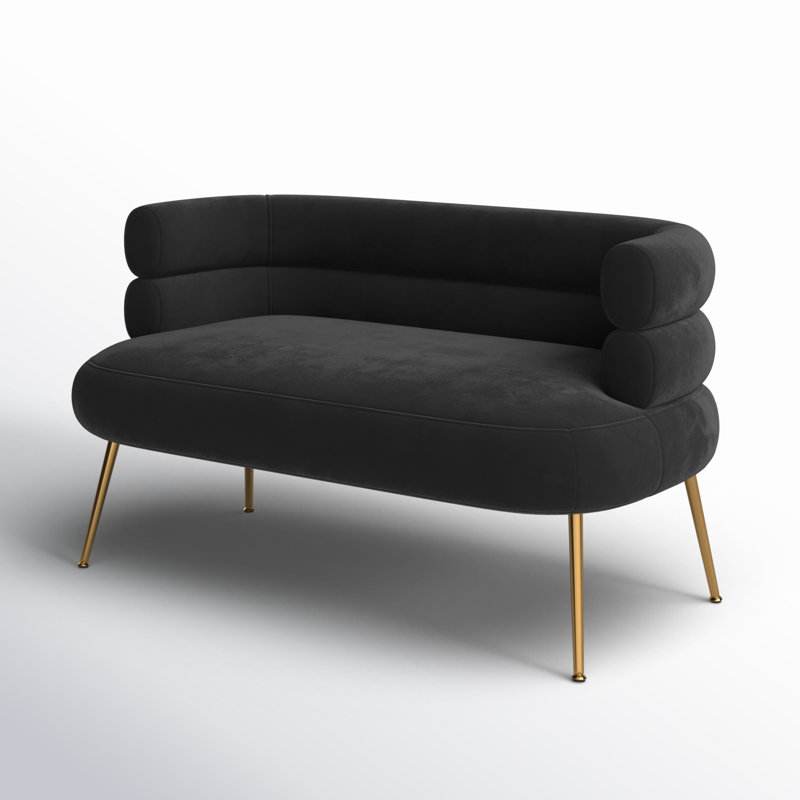 Demetrius  50'' Upholstered Loveseat, Black Velvet