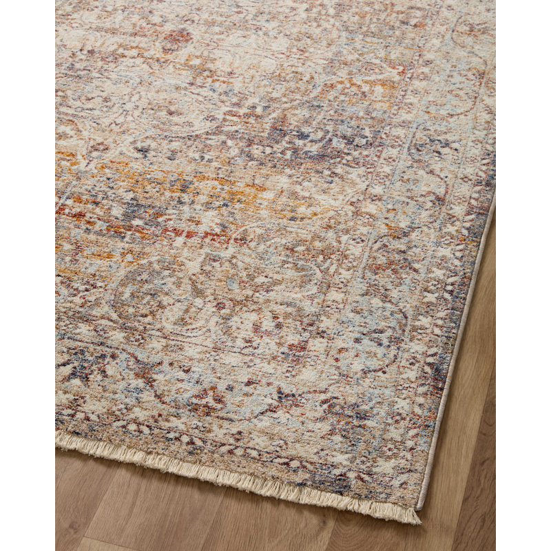 Sorrento Ivory Rectangular Synthetic Vintage Area Rug