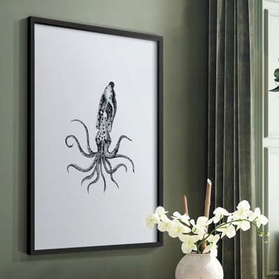 Marine Life II, reproduction encadrée - bois massif