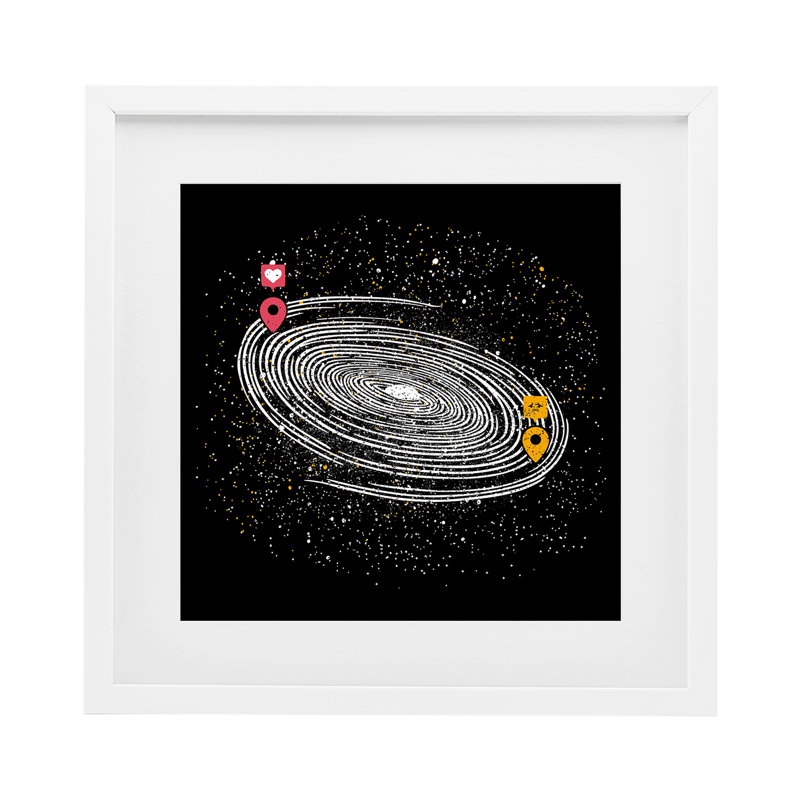«Love Long Distance», reproduction sous verre encadrée, design par Tobe Fonseca, H 13 po x l 13 po
