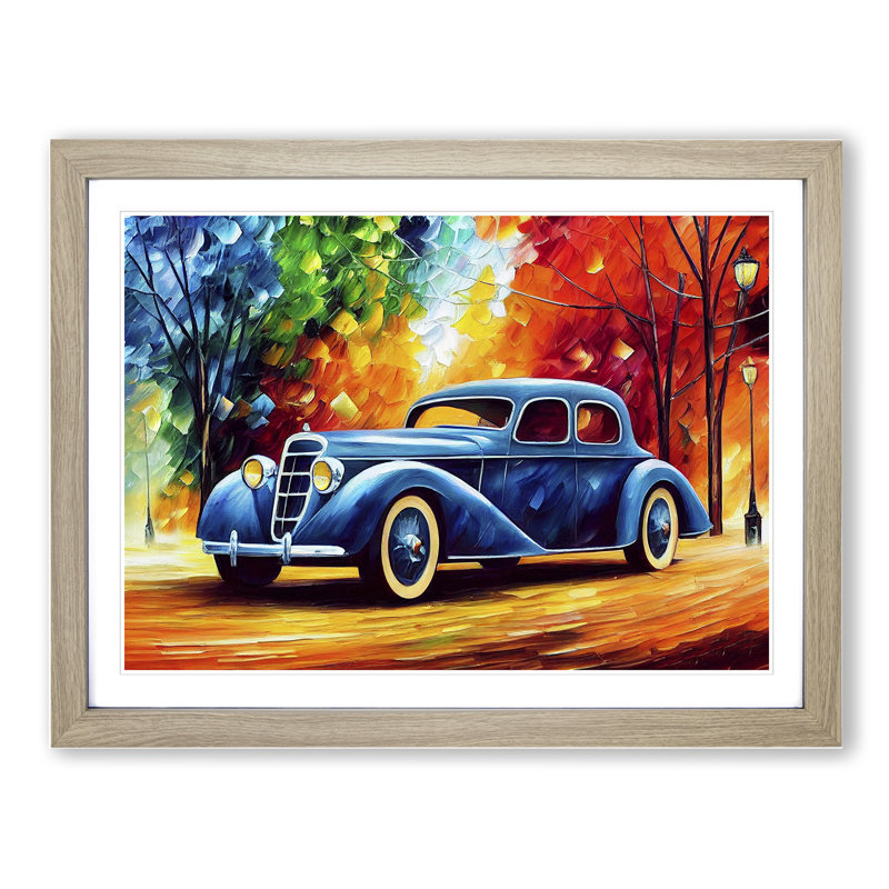 XH1022-6584X Painted Classic Car Vol.3 Abstract - Single Picture Frame Print, 34cm H x 46cm W, Grey