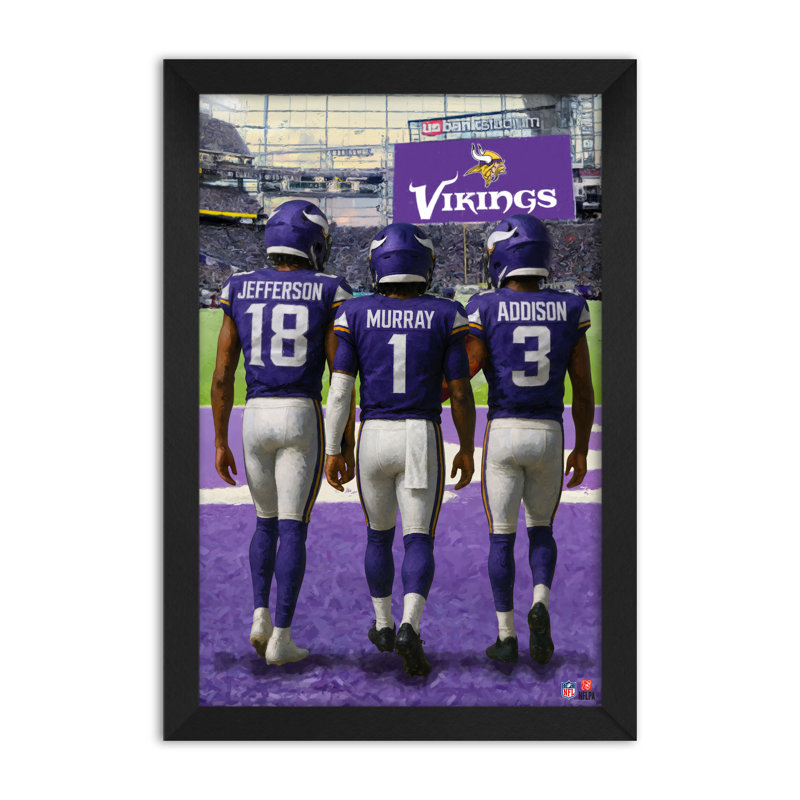 Impression encadrée à 3 joueurs 14 po x 20 po, NFL Minnesota Vikings