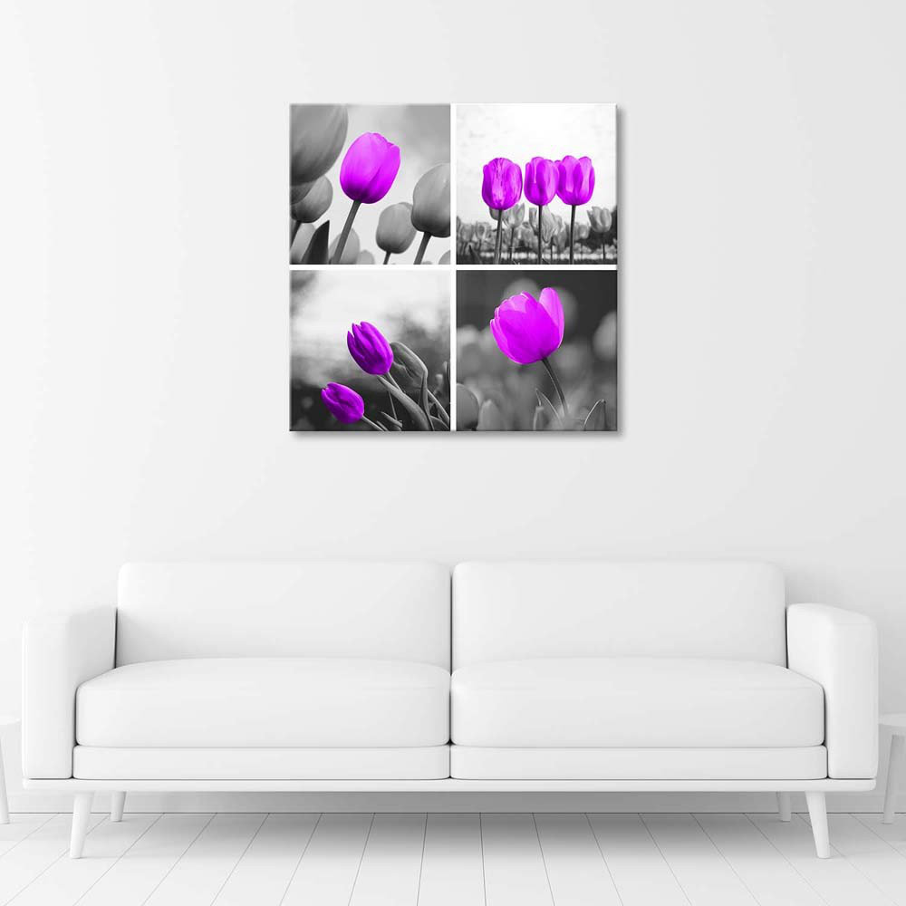 Leinwandbild Tulips Purple Set