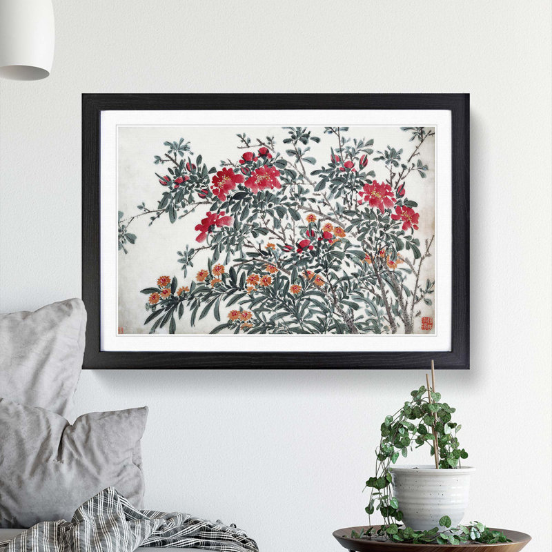 Garden Flowers Vol.5 by Chen Daofu - Picture Frame Painting Print, Black Framed, 36cm H x 48cm W x 2cm D