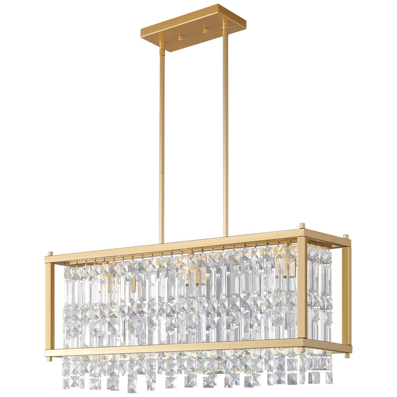 Metal Crystal Industrial Farmhouse Chandelier Dining Room Lighting Fixtures Suitable For Kitchen Island, Dining Room, Living Room