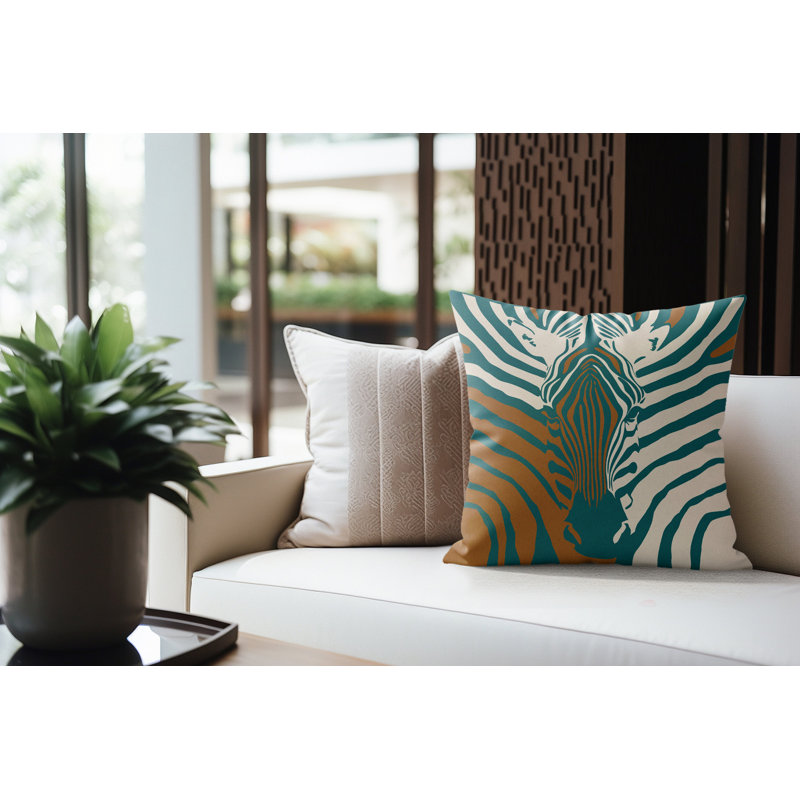 Coussin d'intérieur Salie Zebra, Flamme ambrée, 16 po x 16 po
