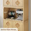 Armoire de cuisine de 72 po de hauteur avec tablette ouverte, boutons en cristal, support pour micro-ondes et rangement réglable-782208001