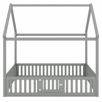 Structure de lit pour enfant avec clôture de protection et porte fonctionnelle