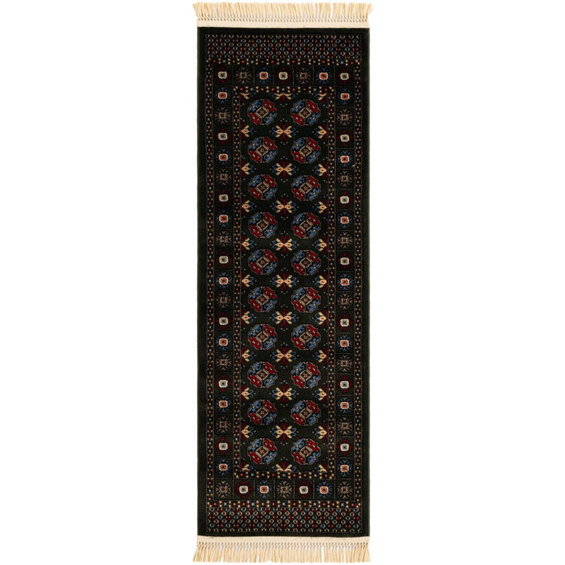 Tapis traditionnel Hinshaw vert foncé, Tapis de couloir 2 pi x 6 pi 1 po