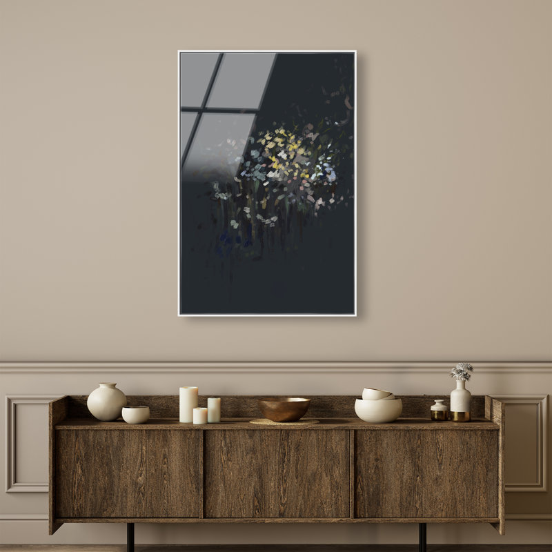 Midnight Flowers Print by Oliver Gal, 31"H x 46"W, White Floater Frame