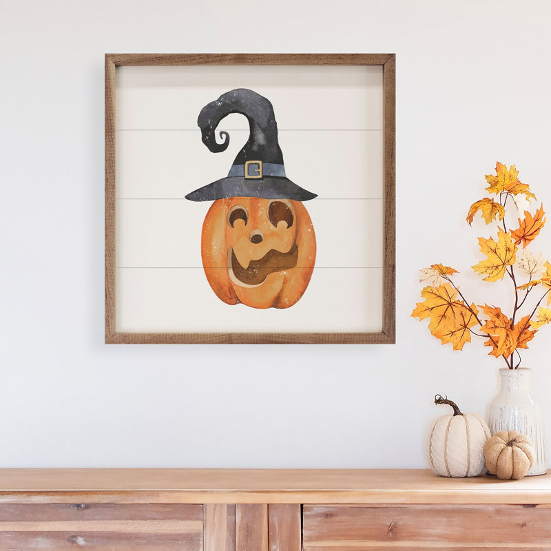 Jack O Lantern With Hat Square, H 8 po x l 8 po