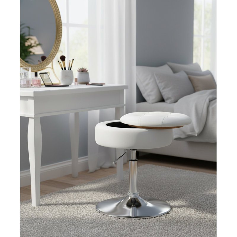 Metal Accent Stool, White