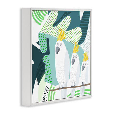 Whimsical Patterned Cockatoo Framed Giclee Art by Carla Daly